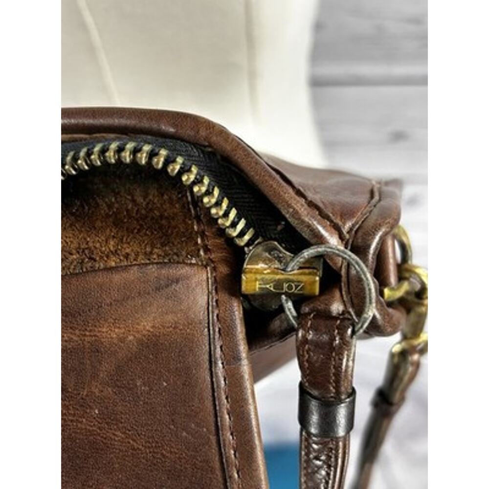 Vintage Coach Brown Leather Double Strap Crossbody Bag 387-5221 - Picture 8 of 11